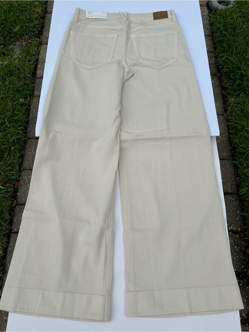 NWT🌷American Eagle Outfitters Low-Rise Baggy Wide Leg Pants in Cream/ Ecru - Picture 5 of 8